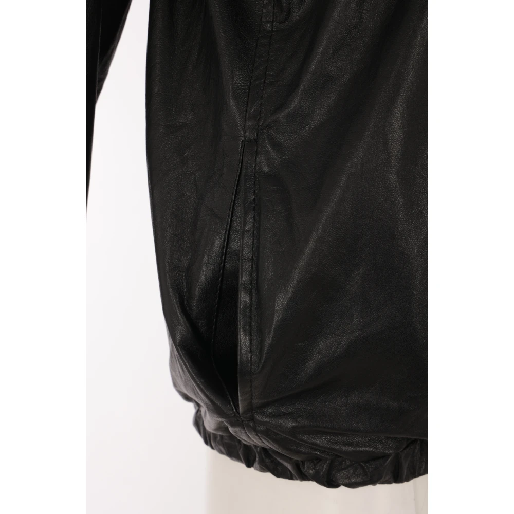 Giorgio Brato Zwarte leren capuchonjas Black Heren