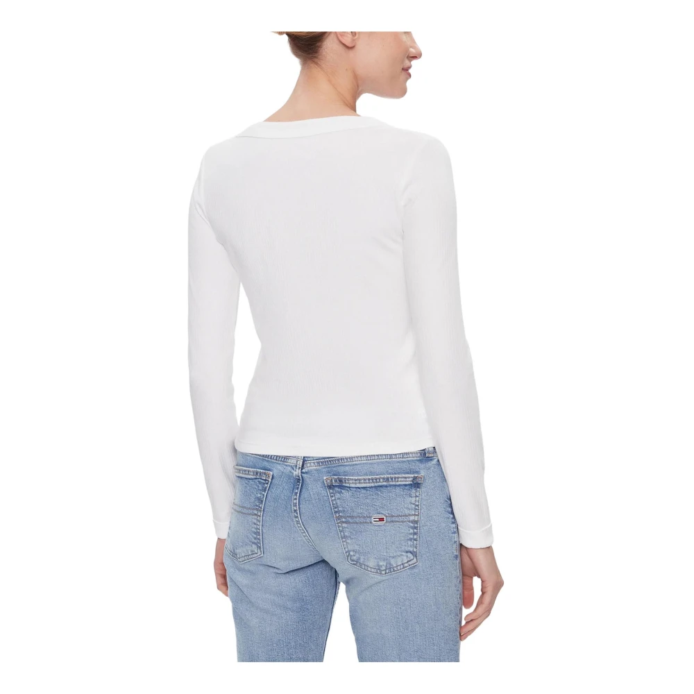 Tommy Jeans Long Sleeve Tops White Dames
