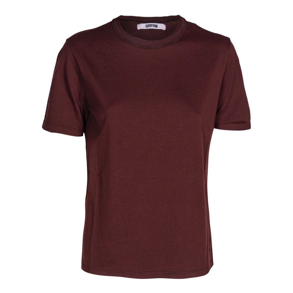 Mauro Grifoni Dameskatoenen T-shirt met ronde hals Red Dames