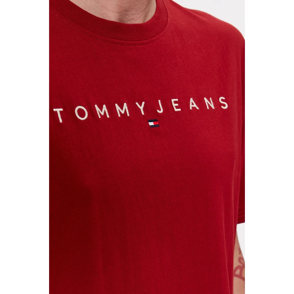 Tommy Jeans Linear Logo T-Shirt Red Heren