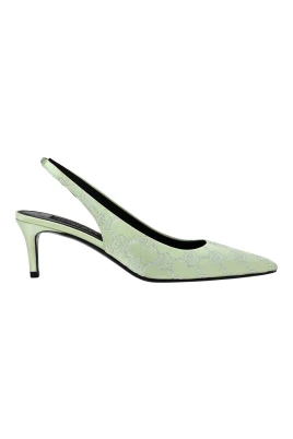 Satin Slingback Lågklackar Monogram Strass