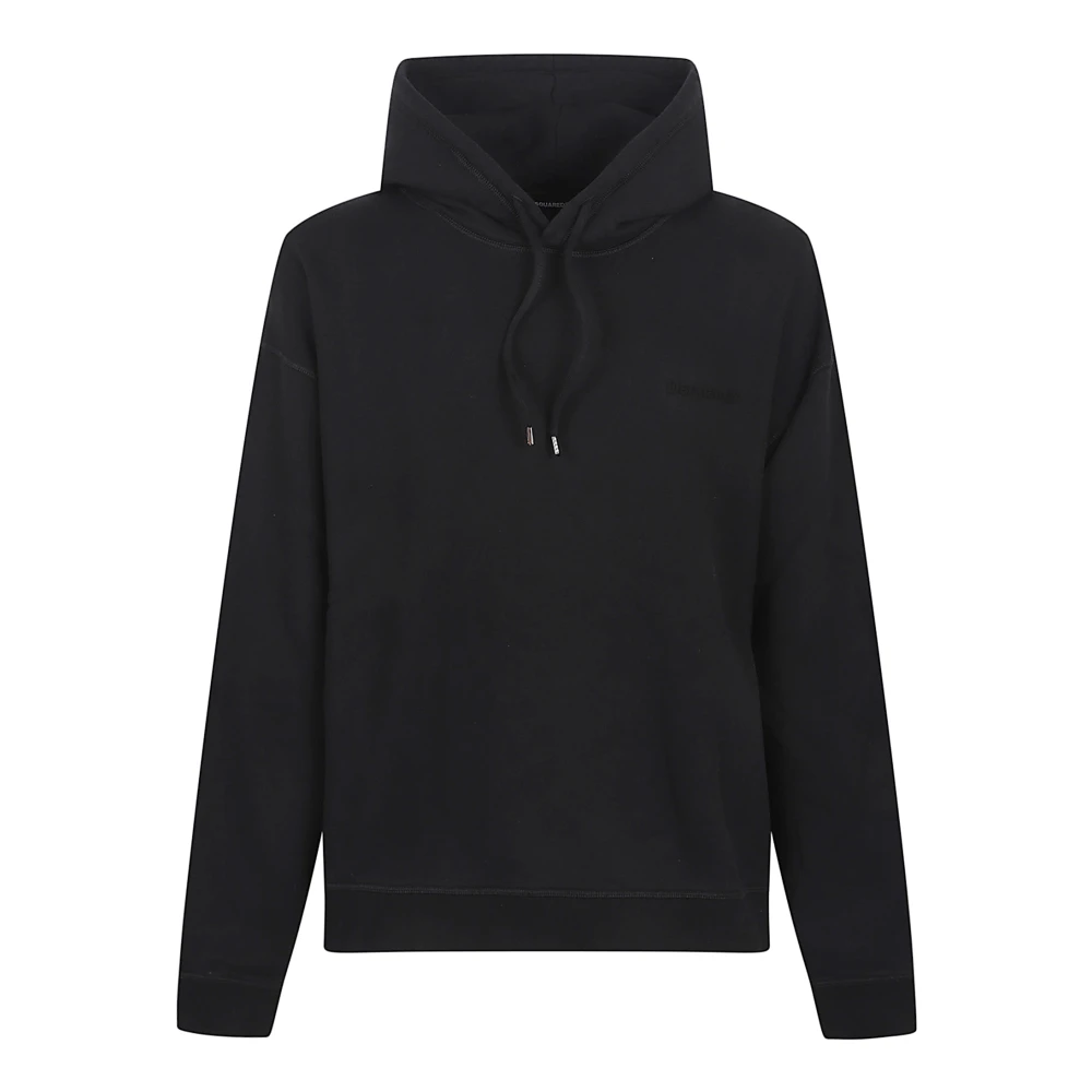 Dsquared2 Men's Black Hoodies, L, Cotton Logo Hoodie Relax Fit