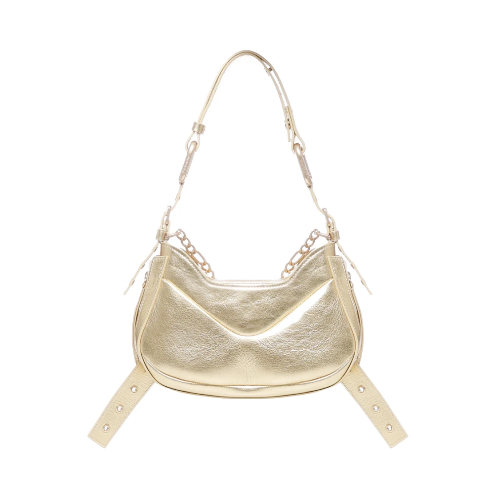 Biasia Gouden Leren Schoudertas met Rits Beige Dames