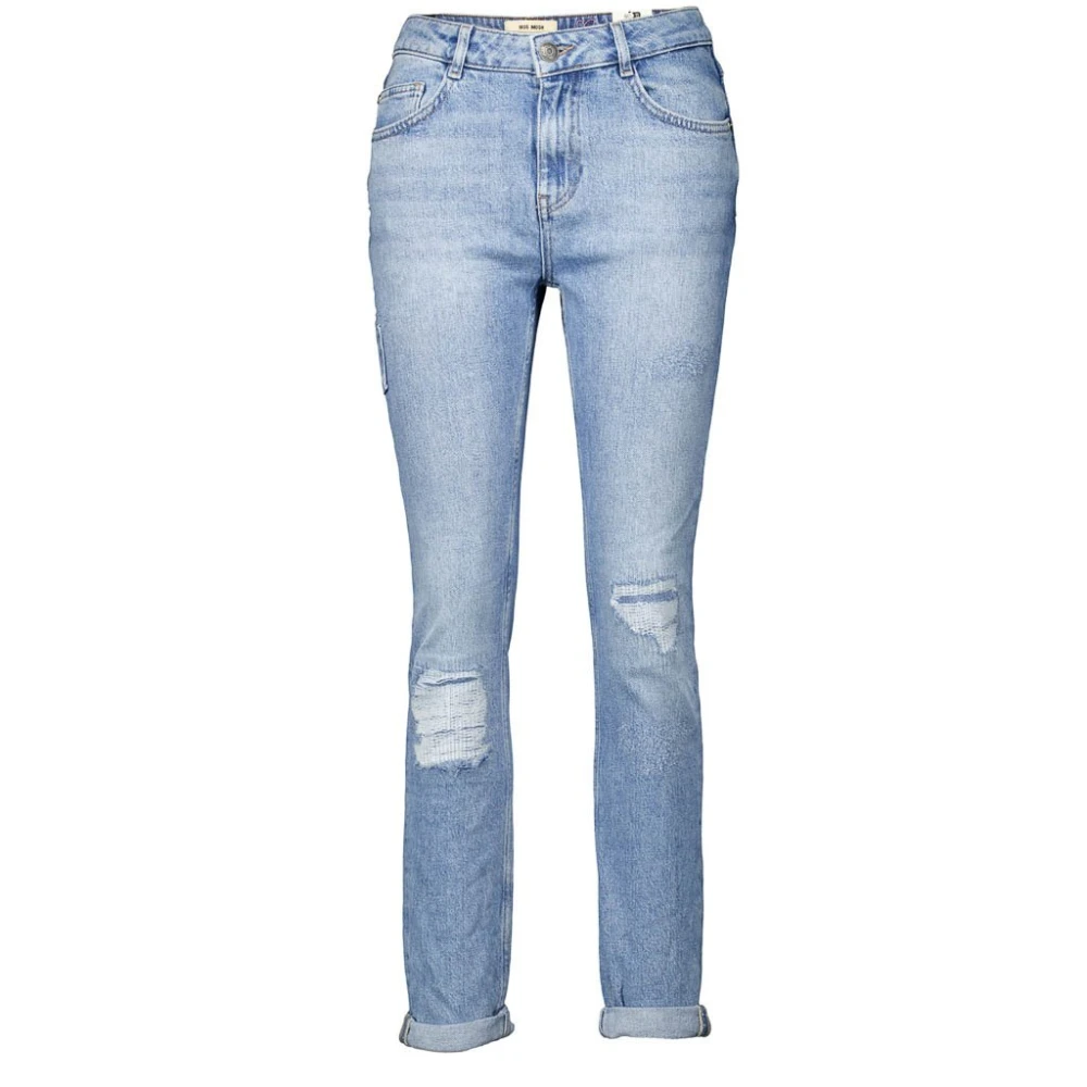 MOS MOSH Trendy Boyfriend Jeans met Versleten Details Blue Dames
