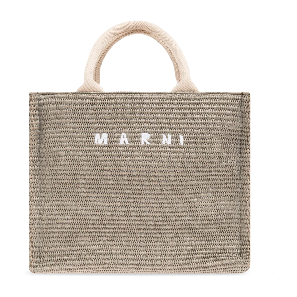 Marni Totes & shoppers Small Shopper Bag Cotton Green in groen