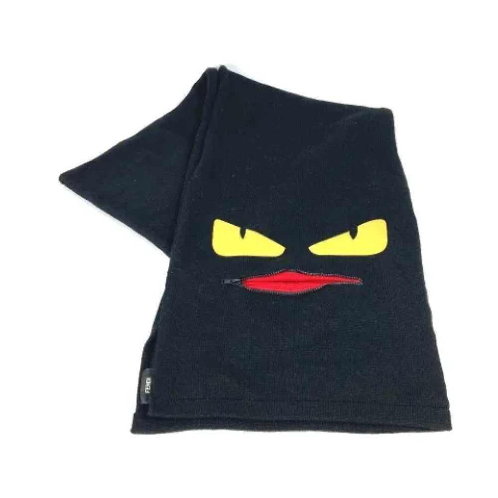 Fendi Vintage Pre-owned Wool scarves Black Dames
