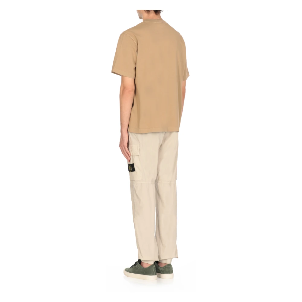Stone Island Beige Katoenen T-shirt met Logopatch Beige Heren