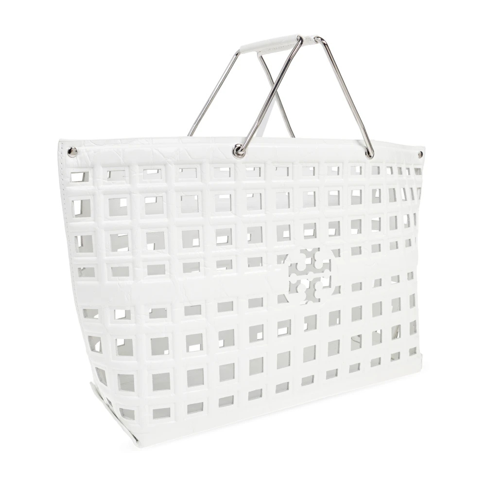 TORY BURCH Leren tas 'Market' White Dames