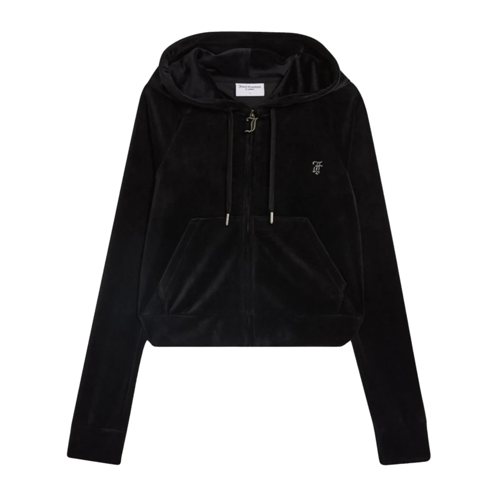 Juicy Couture Fluwelen hoodie met strass logo Black Dames