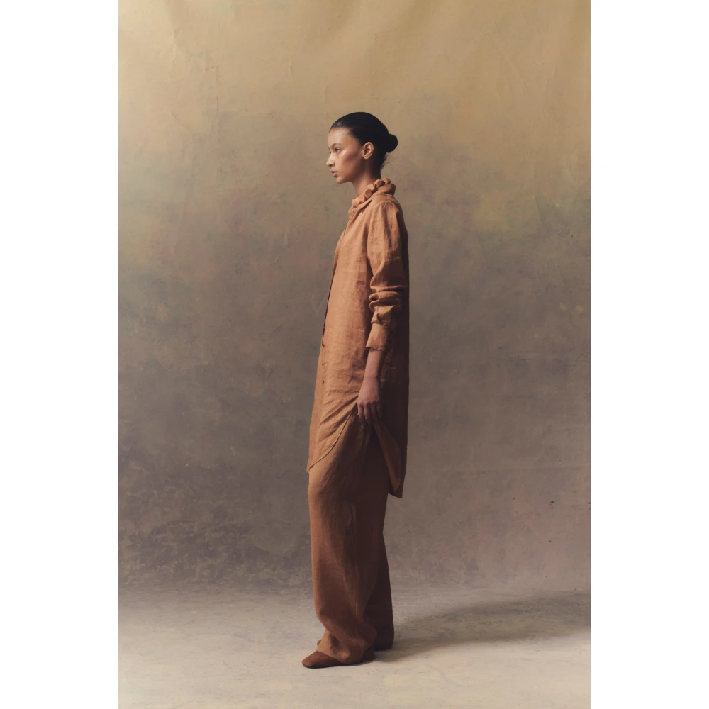 Cortana Oversized Ramie Terracotta Shirt Brown Dames