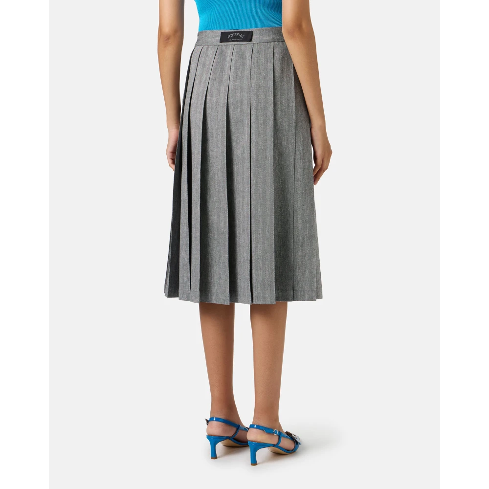 Iceberg Katoenen linnen visgraat plooirok met norHeren taille Gray Dames