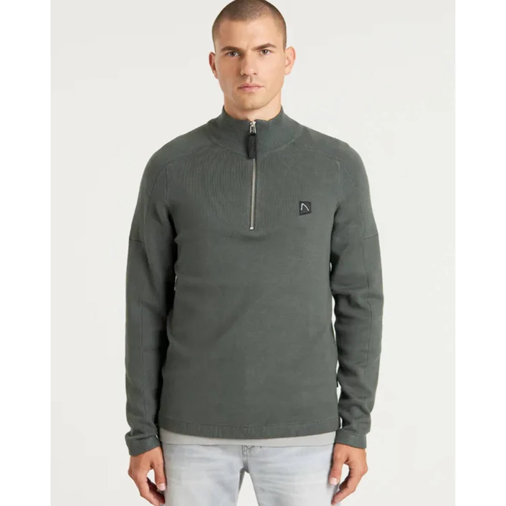 Chasin Half Zip Pullover Sweater Green Heren