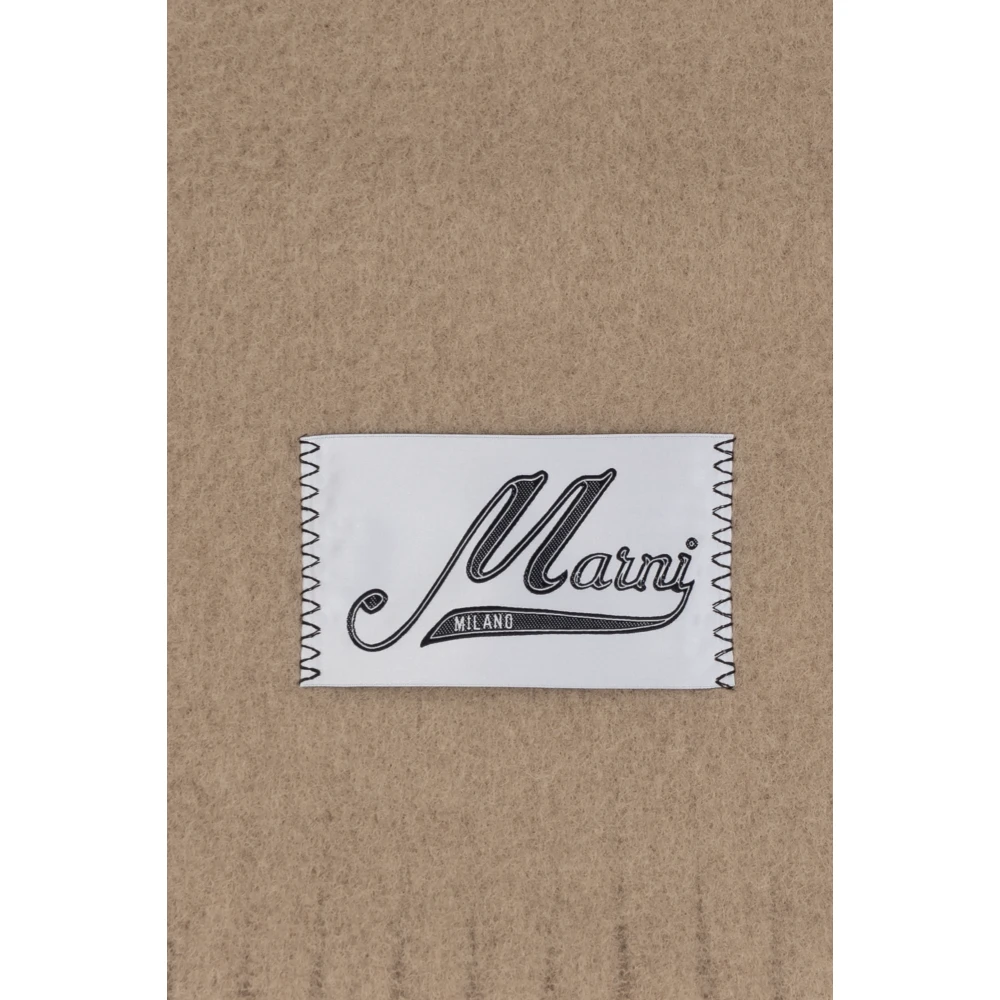 Marni Wollen sjaal met franjes Beige Dames