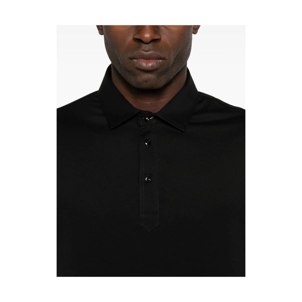 BRUNELLO CUCINELLI Zwarte Polotrui met Korte Mouwen Black Heren