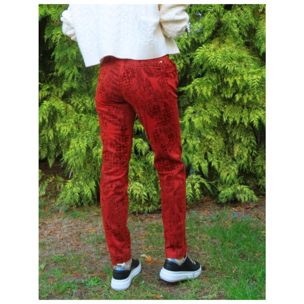 Mason's Slimme Velvet New York Broek met Kasjmier Motief Red Dames