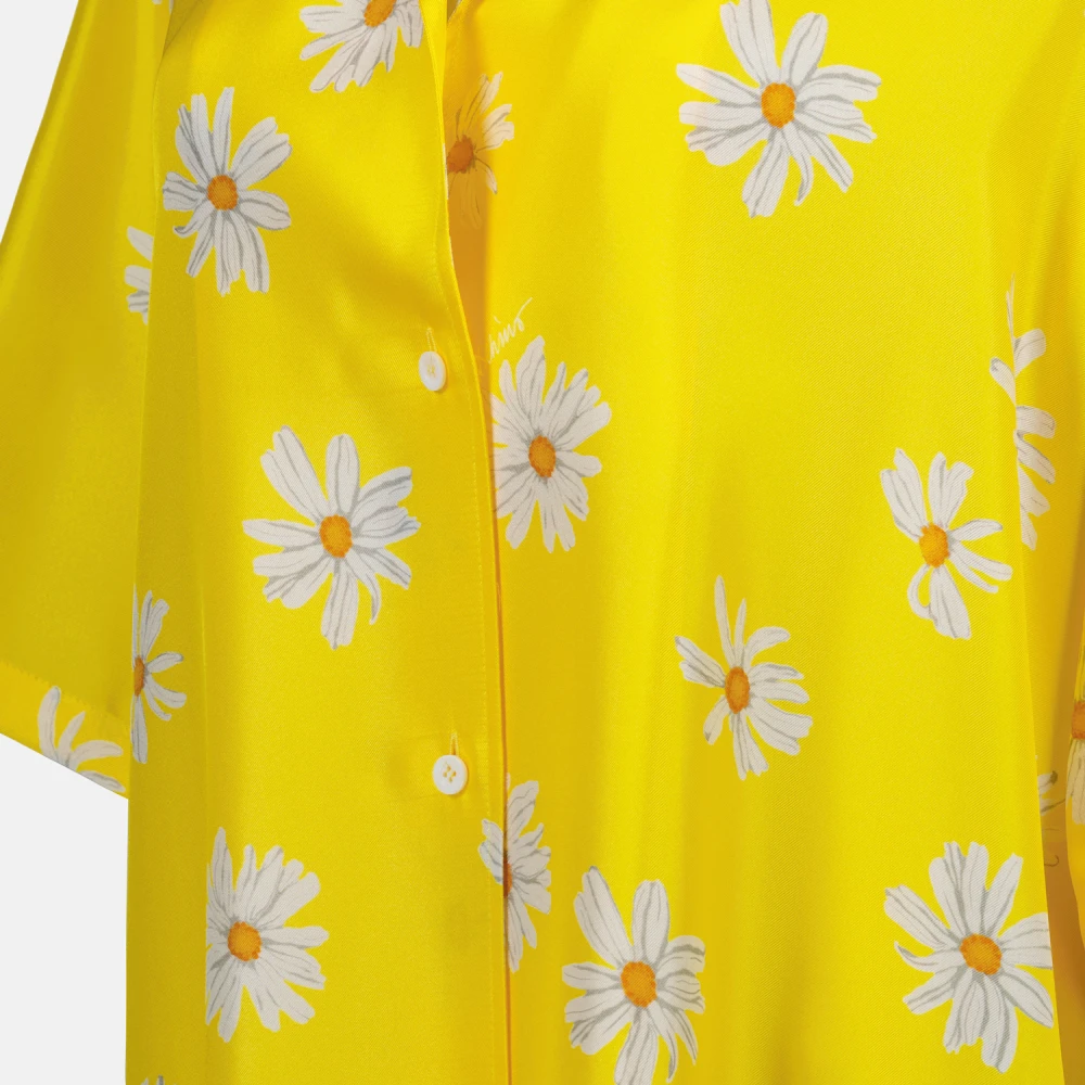 Moschino Zijden Overhemd met Madeliefjesprint Yellow Heren