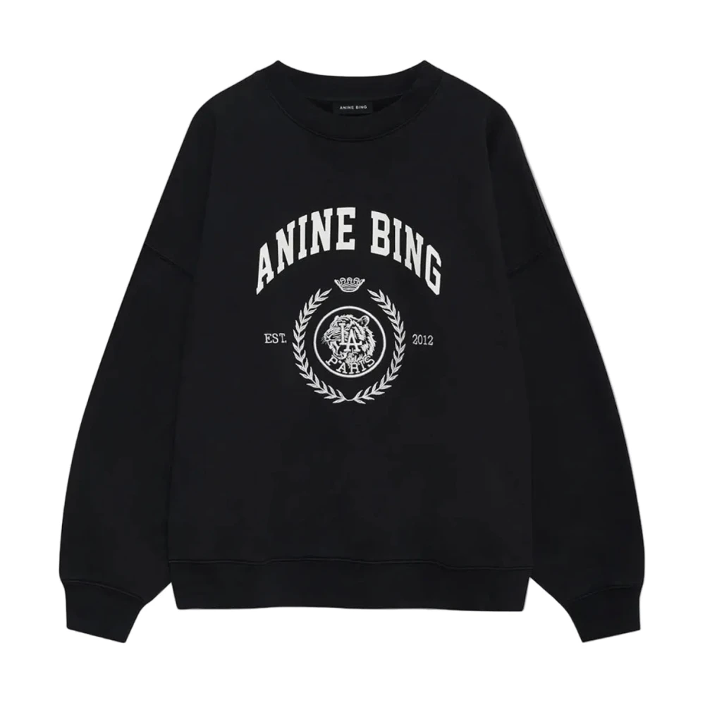 Anine Bing Women's Black Miles Logo Colegiate Sweatshirt - Sweatshirts - Xs - Sweatshirts & Hoodies