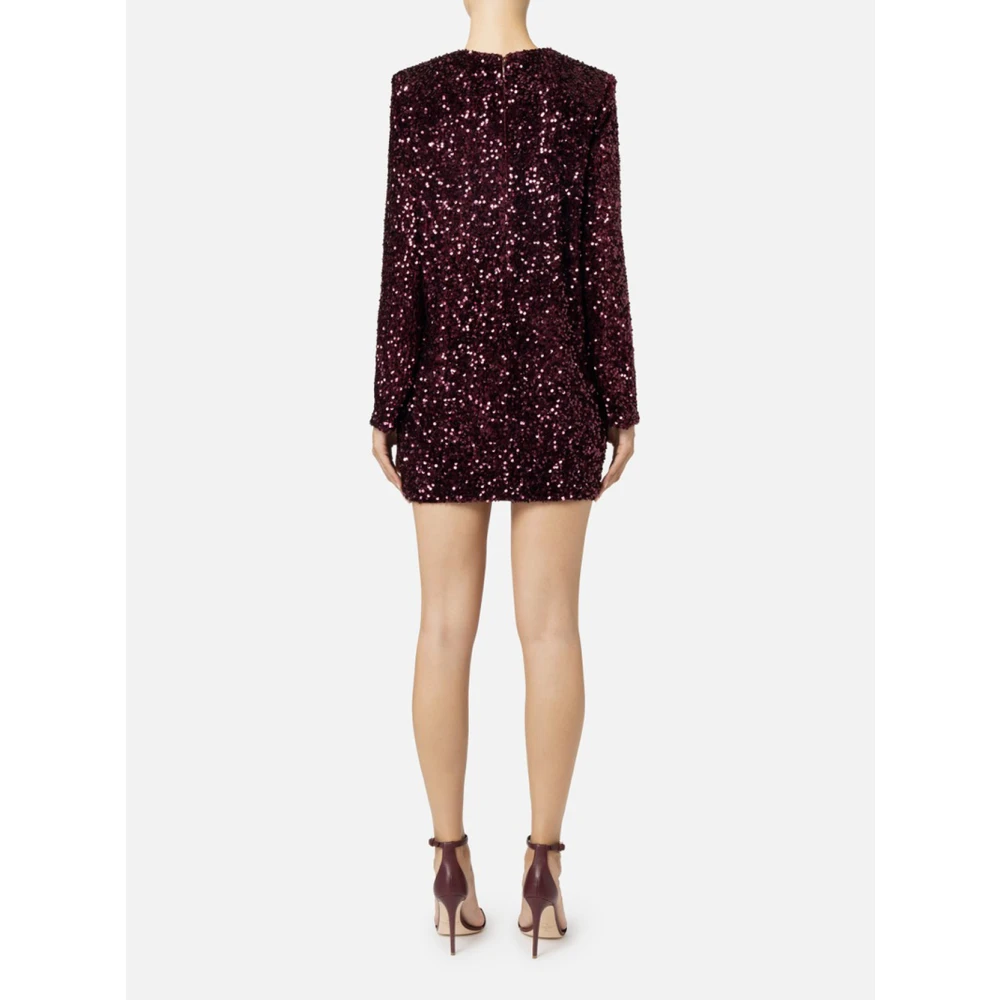 Elisabetta Franchi Chenille Pailletten Mini Jurk Rouge Noir Red Dames