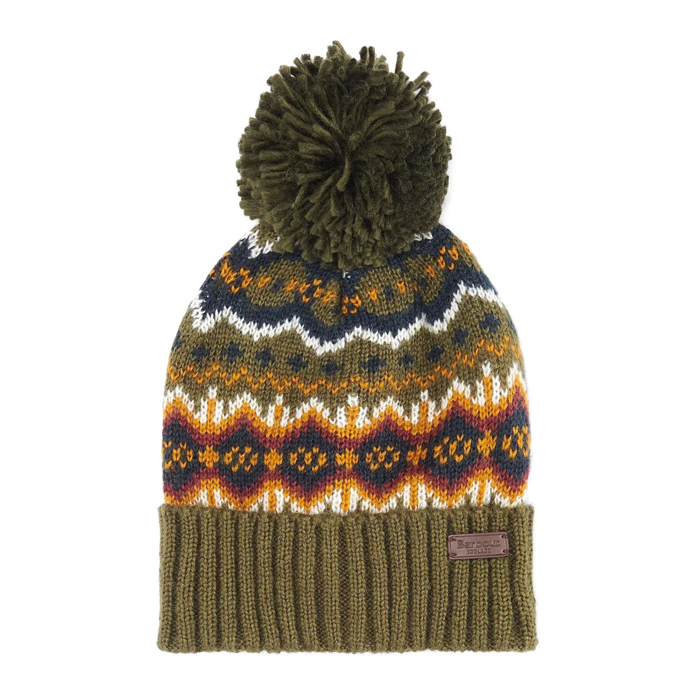 Barbour Groene Gebreide Fairisle Pom Hoed Green Heren