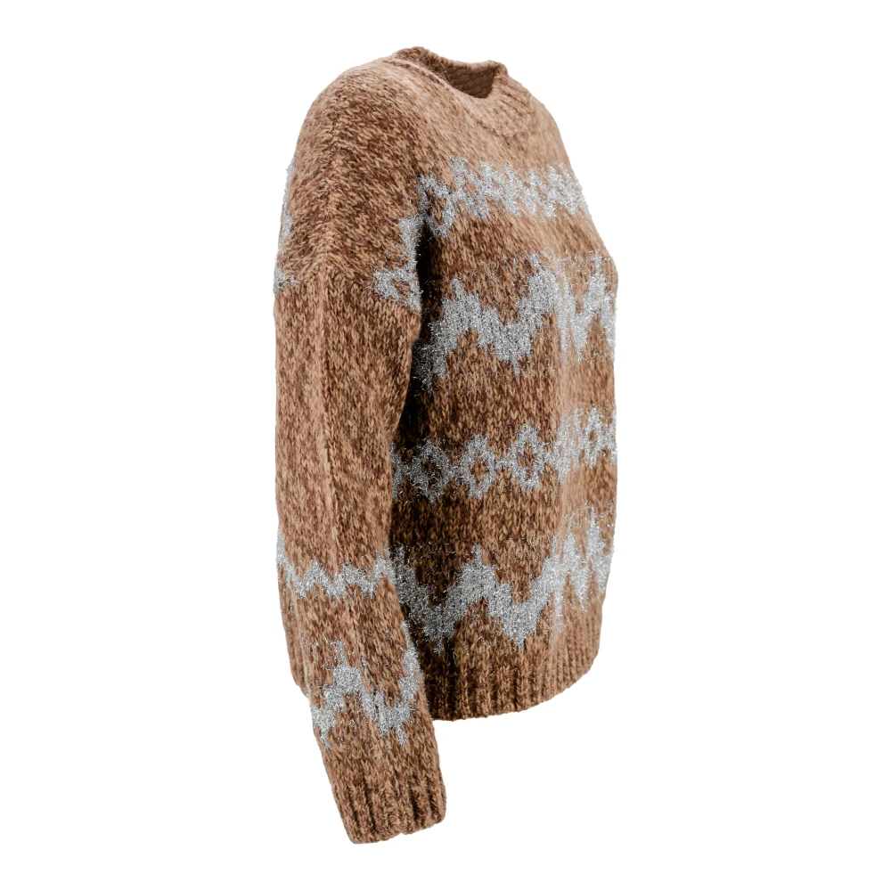 Max Mara Weekend Bruine Jacquard Mohair Trui Brown Dames