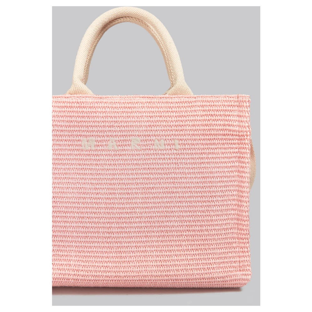 Marni Raffia-effect kleine tote tas Pink Dames