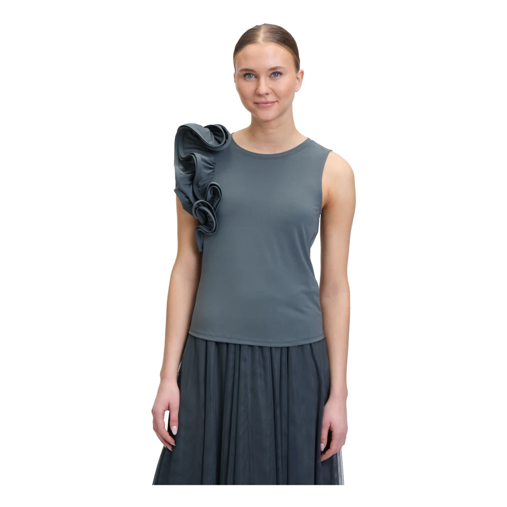 Vera Mont Elegant Ruffle Blouse Gray Dames