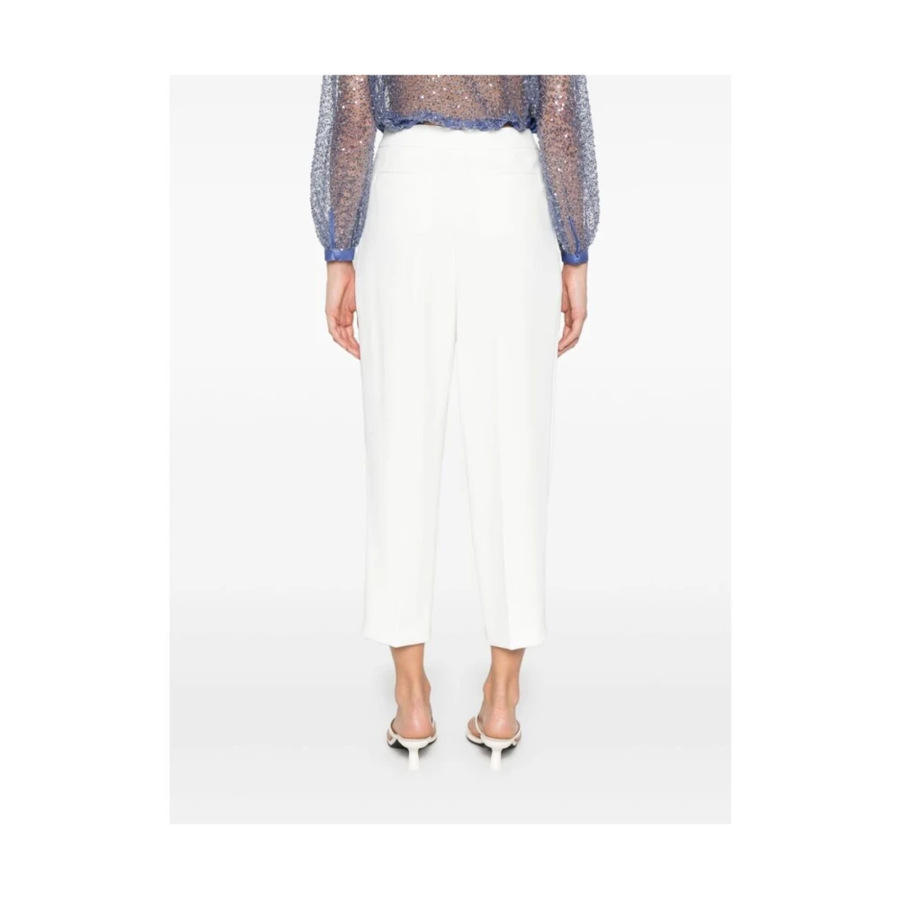 Elisabetta Franchi Ivoor Witte Crepe Tapered Leg Broek White Dames