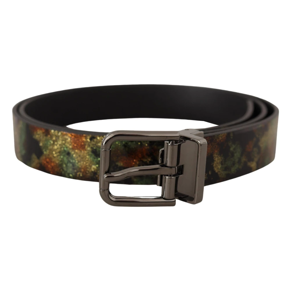 Dolce & Gabbana Men's Sparkling Leather Metal Buckle Belt