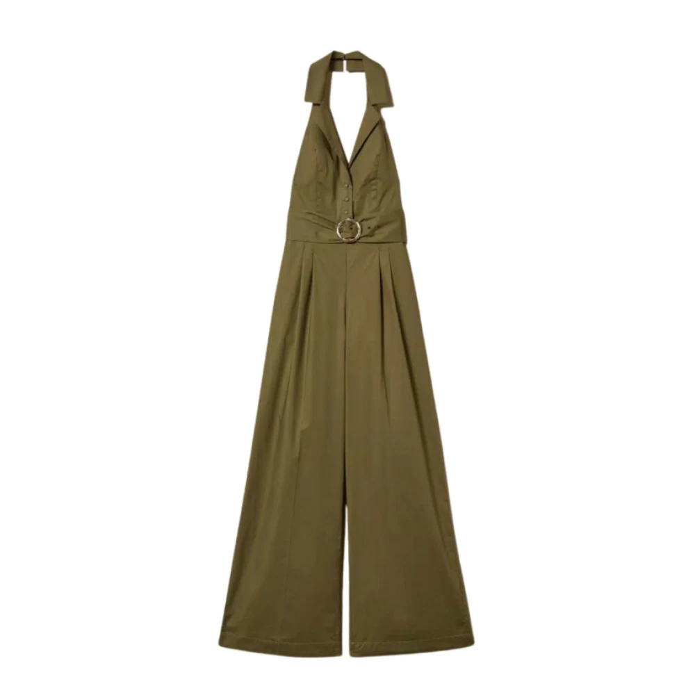 Twinset Green Jumpsuit With Belt - Female - Jumpsuits - S - Jumpsuits & Playsuits
