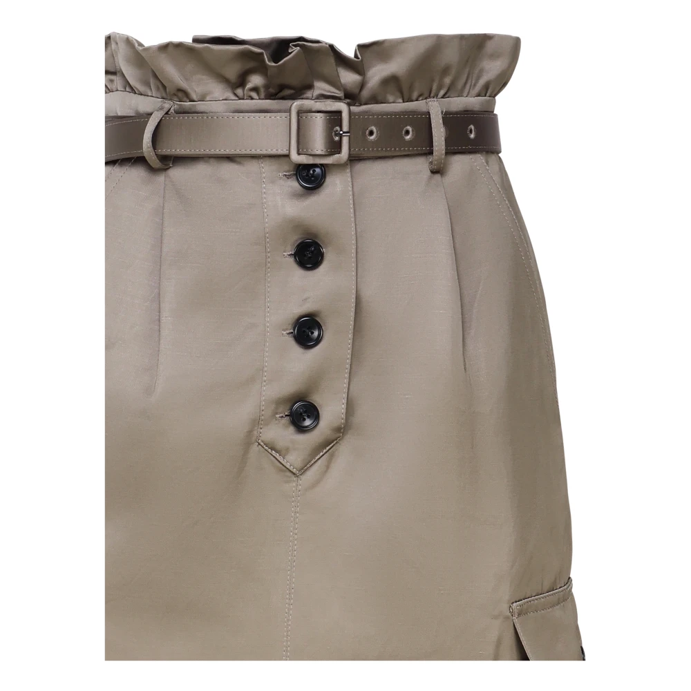 Self Portrait Cargo Satijnen Rok Army Green Beige Dames