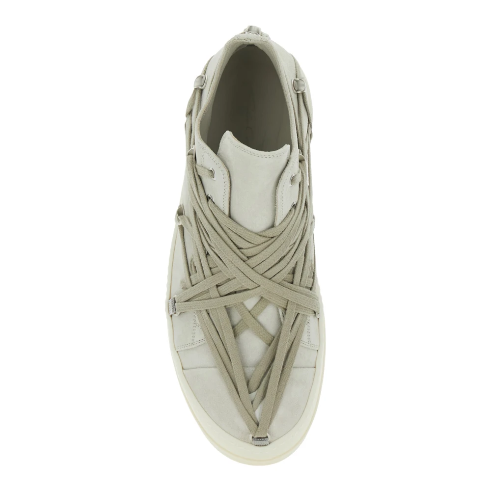 Rick Owens Beige Sneakers met Oversized Veters Beige Heren