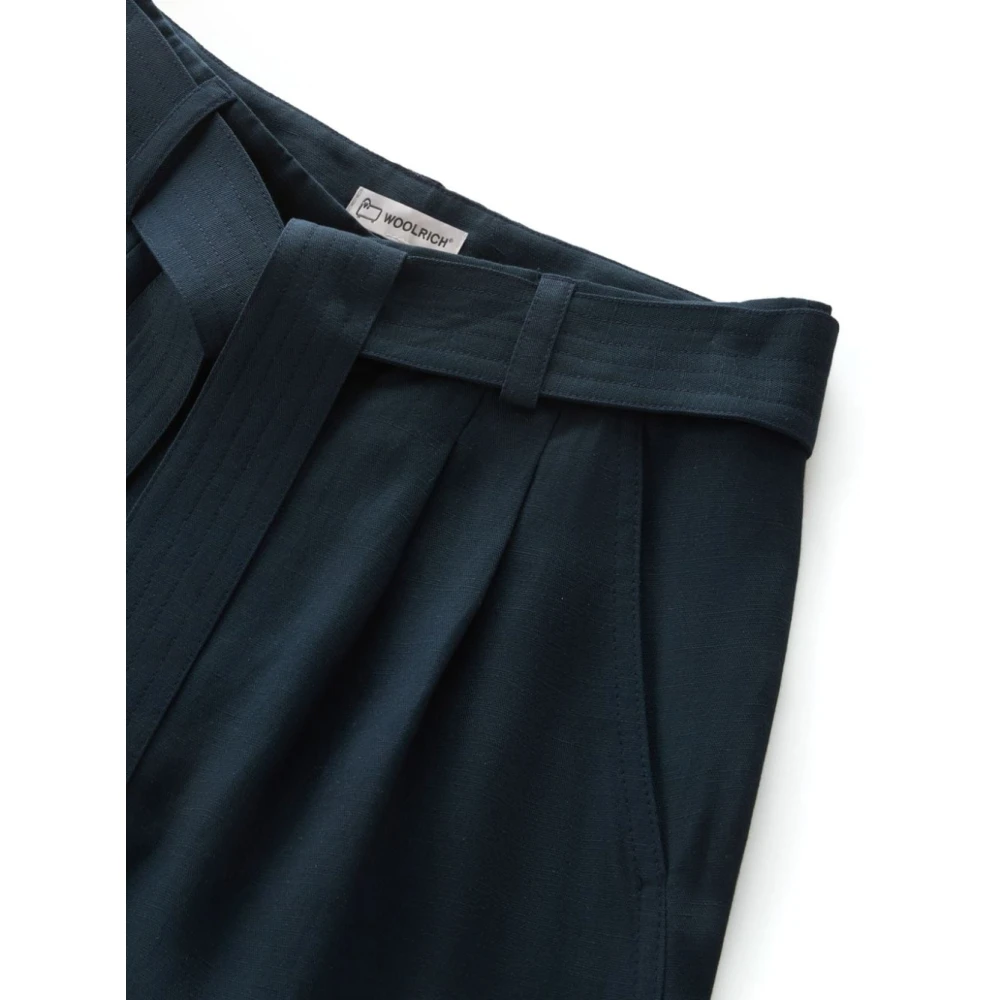 Woolrich Donkerblauwe Geplooide Broek Blue Dames