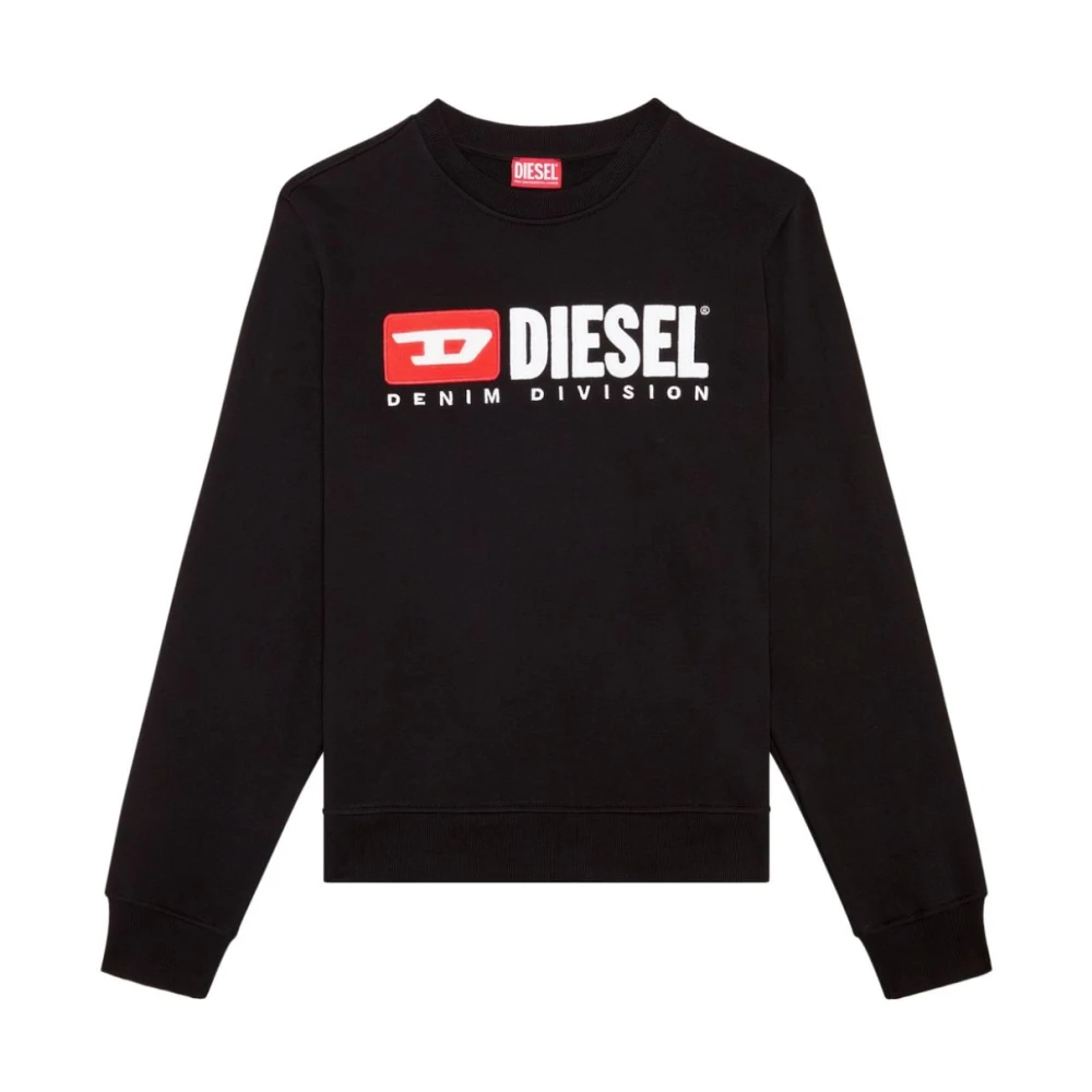 Diesel Zwarte Sweater Box Logo Print Black Heren