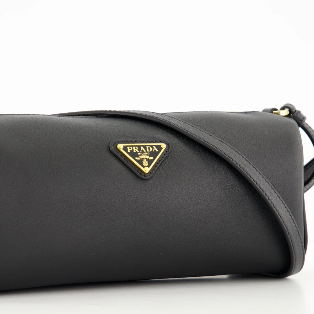 Prada Zwarte leren handtas Lente-Zomer 2025 Black Dames
