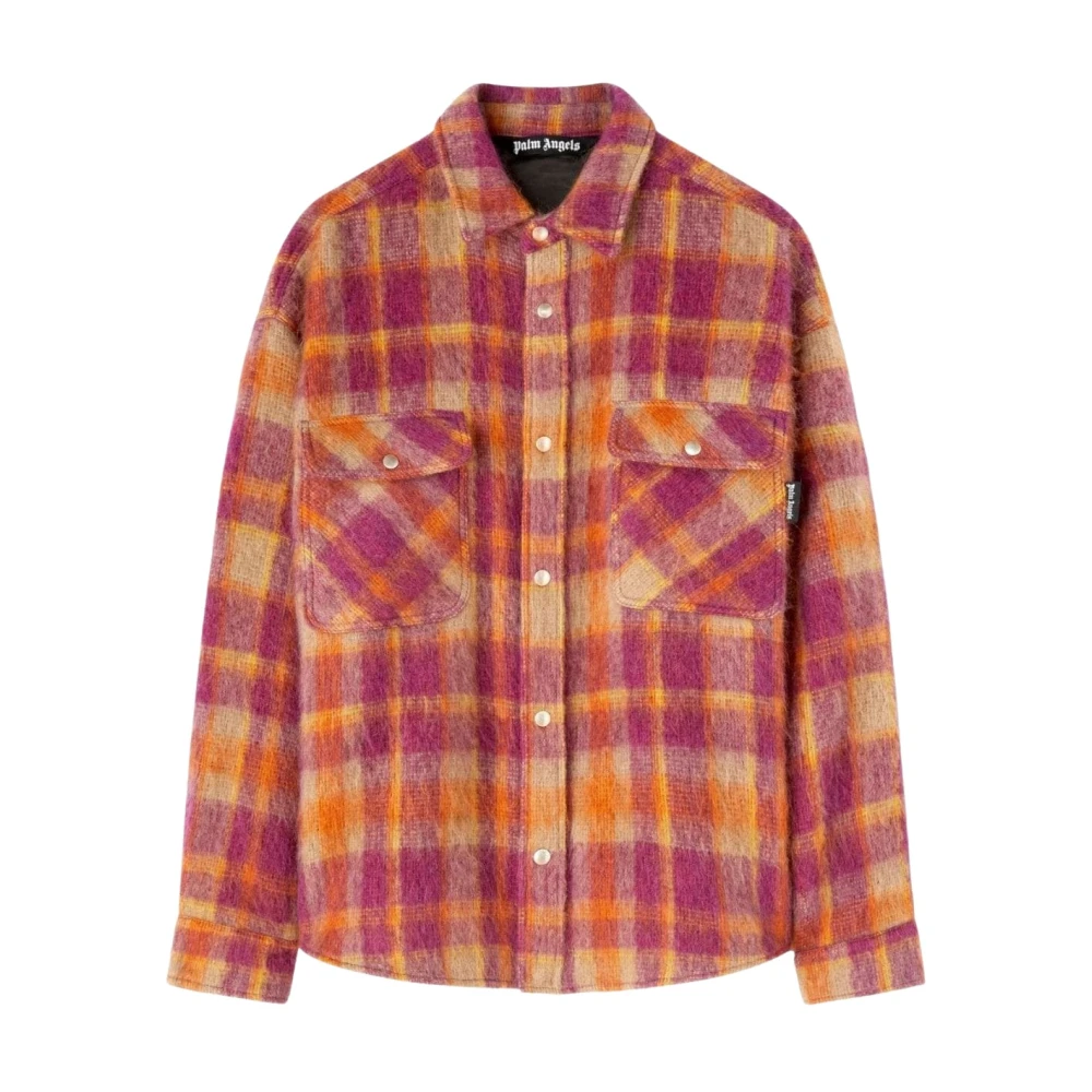 Palm Angels Geborstelde wol geruite overshirt Oranje Multikleur Multicolor Heren