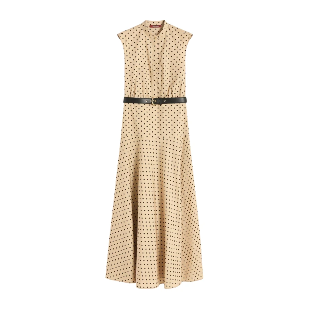 Max Mara Studio Women's Beige Midi Dresses, M, Abito Chemisier Lungo Smanicato