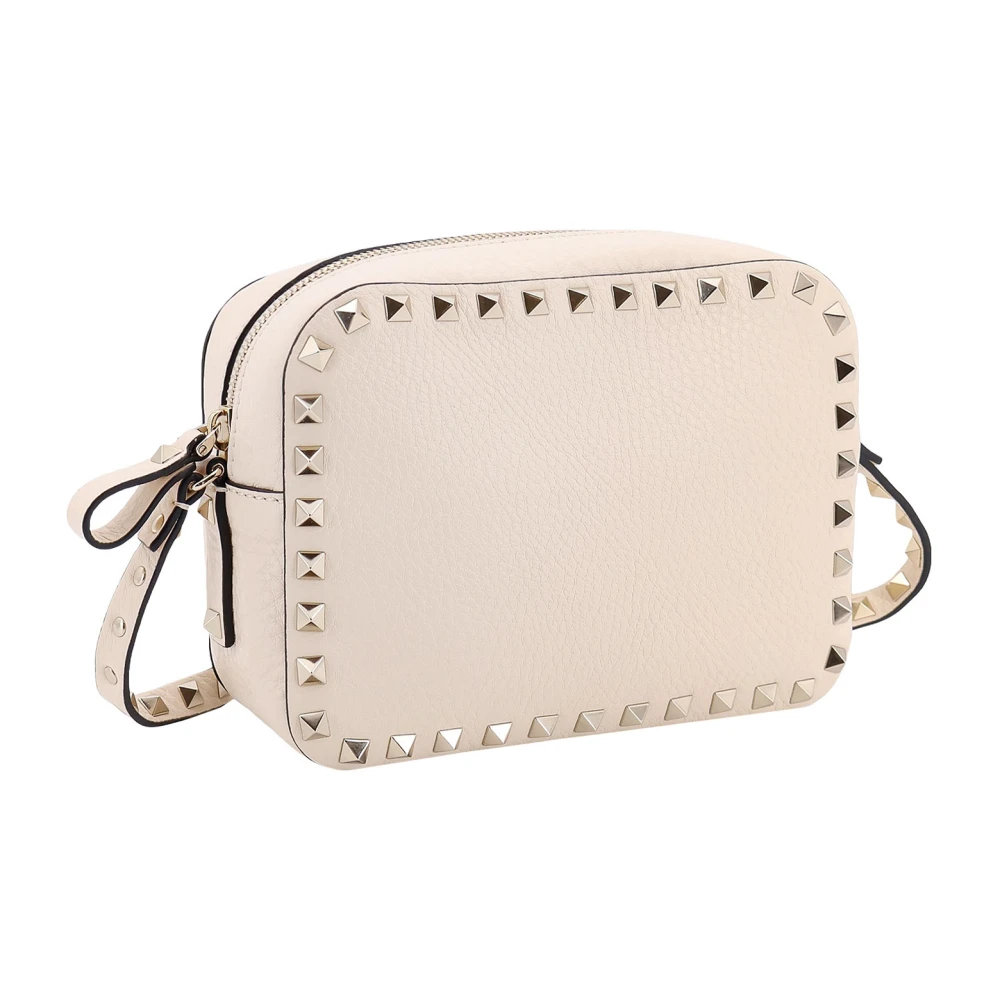Valentino Garavani Studded Leather Cross-Body Tas Beige Dames