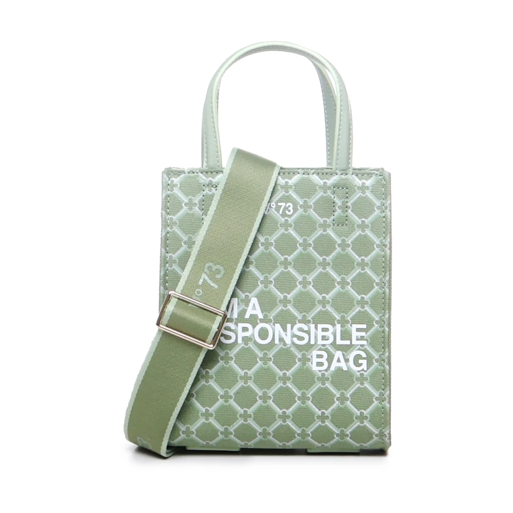 V73 Geometrische Print Eco-Vriendelijke Tas met Rits Green Dames