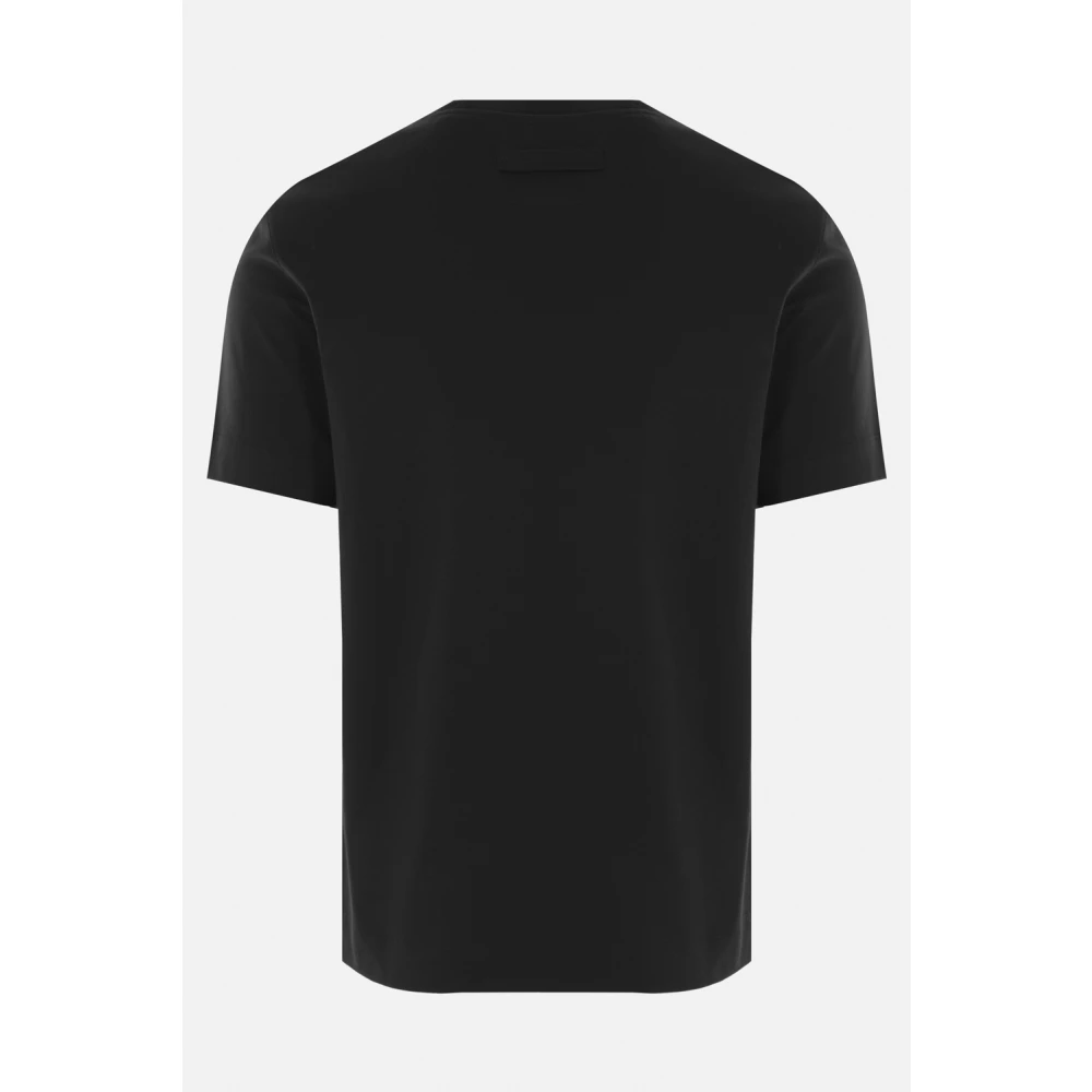 Ermenegildo Zegna Zwart Katoenen Logo Geborduurd T-shirt Black Heren