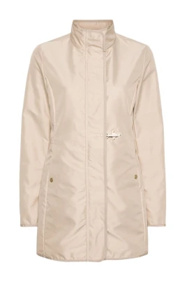 Beige vattenavvisande jacka med ståkrage