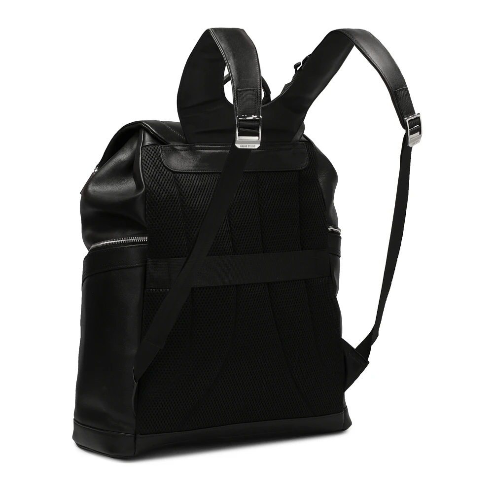 Kazar Studio Leren rugzak met laptopvak Black Heren