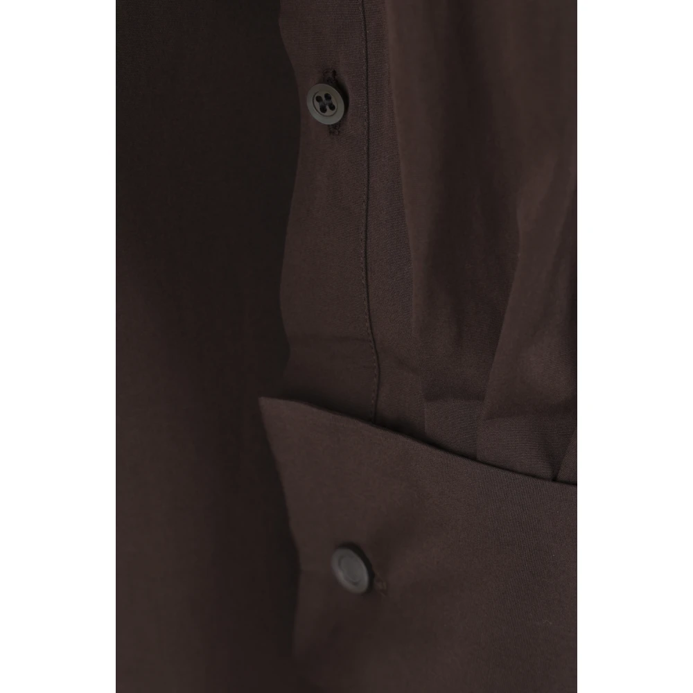 Dries Van Noten Donkerbruine Katoenen Popeline Overhemd Brown Dames