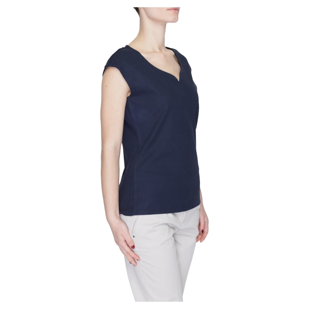 Street One Blauw V-hals T-shirt met korte mouwen Blue Dames