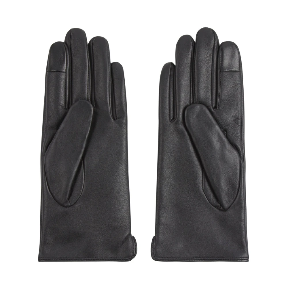 Calvin Klein Zwarte Leren Handschoenen voor Vrouwen Black Dames