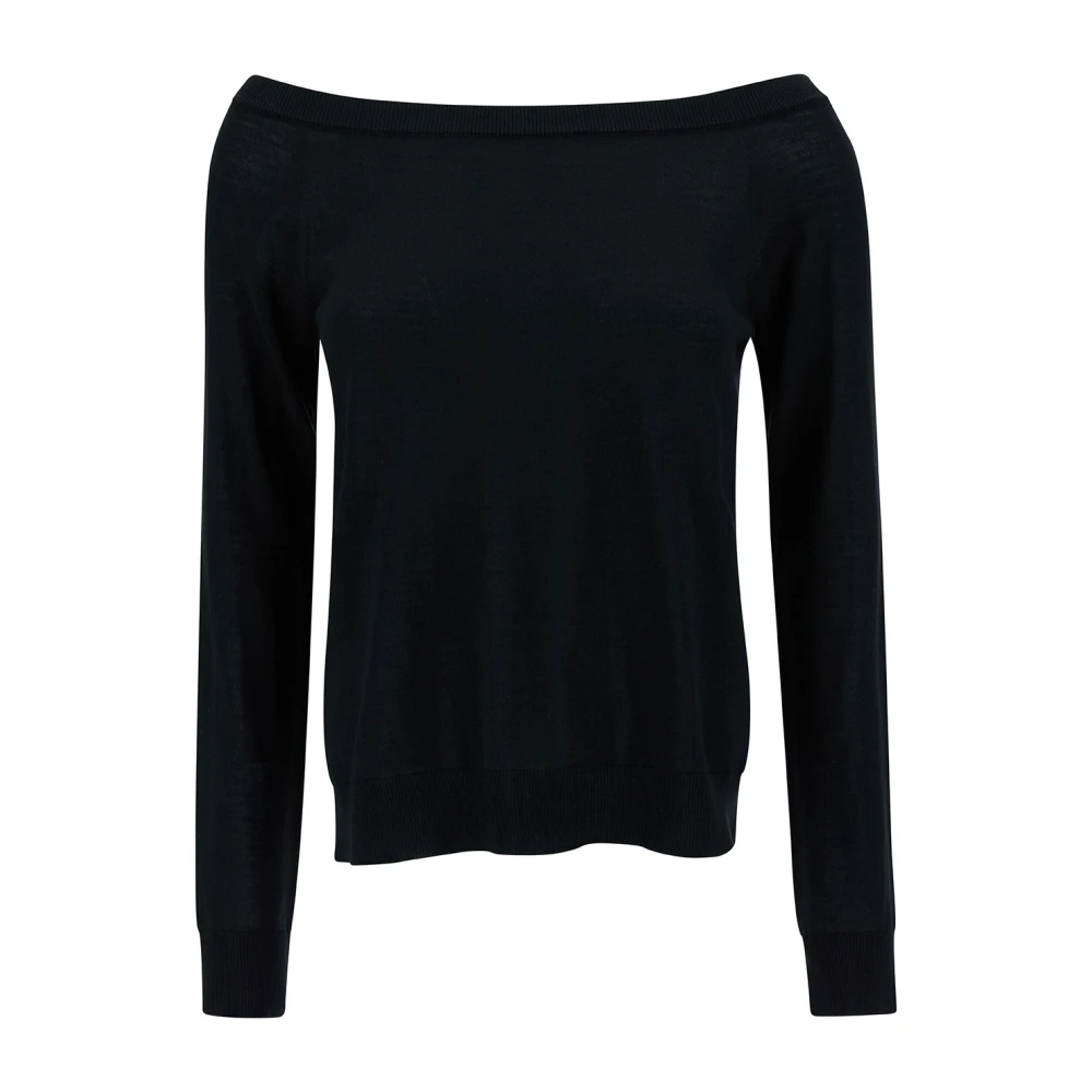 Semicouture Zwarte Boat Neck Sweaters Black Dames