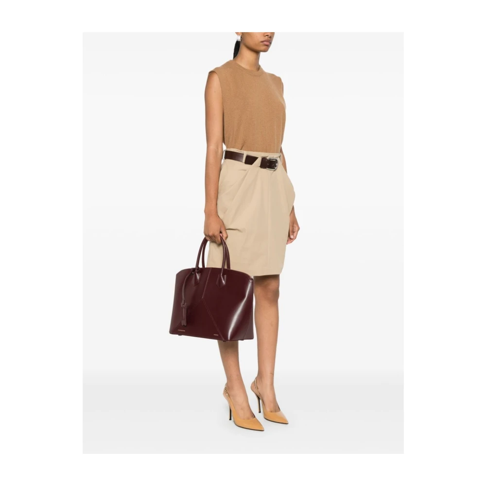 Victoria Beckham Bourgondische kalfsleren handtas met logoprint Purple Dames