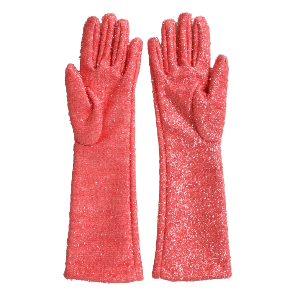 Dolce & Gabbana Roze Lurex Handschoenen Gemaakt in Italië Pink Dames