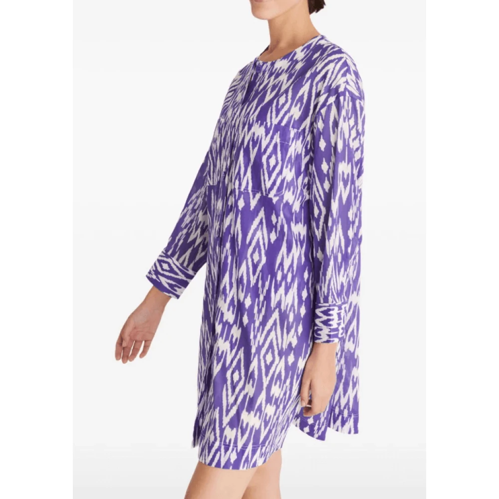 Eres Grafische Print Katoenen Strandjurk Purple Dames