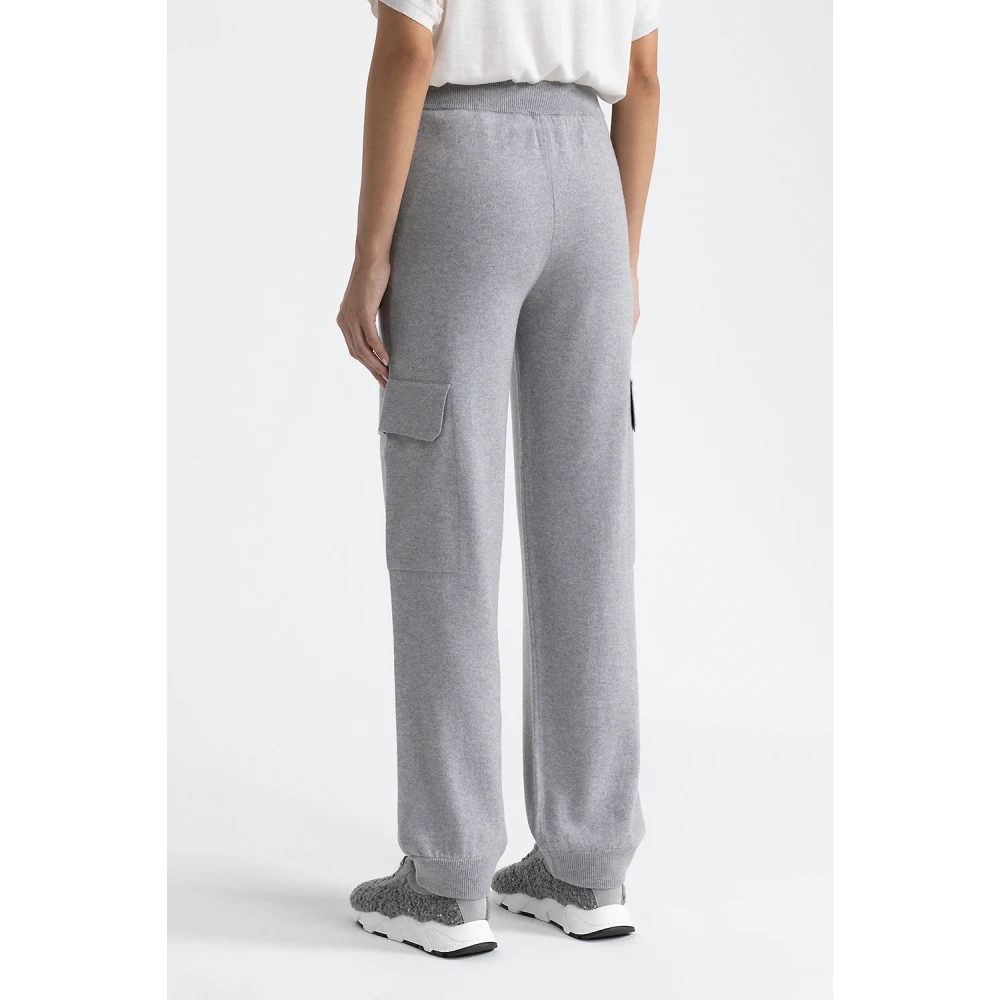 PESERICO Wollen zijden en kasjmier baggy cargo broek Gray Dames