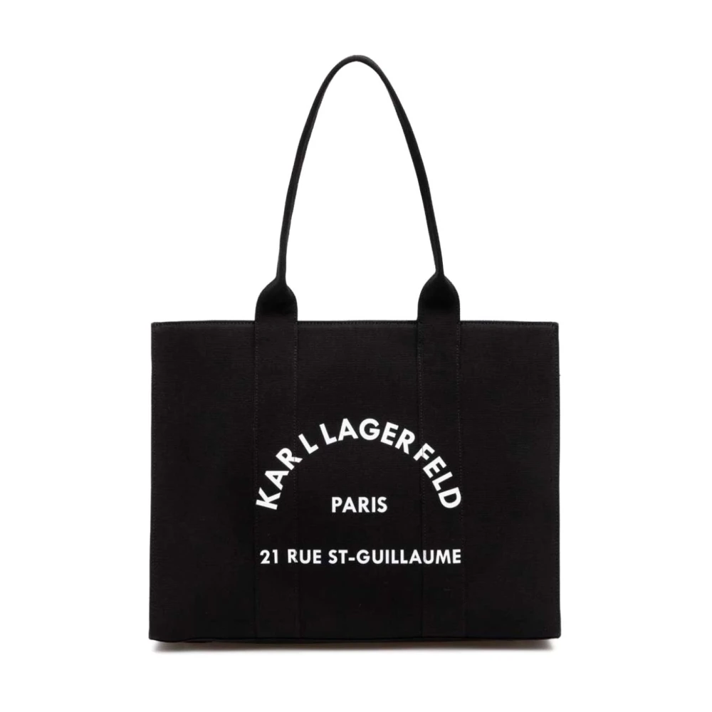 Karl Lagerfeld Tote L Zwart Canvas Cirkelvormig Logo Black Dames